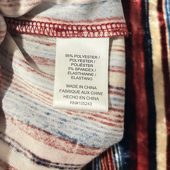 Multicolor Jewel Toned Stripes Crushed Velvet Pants with Elastic Waistband Small - Picture 7 of 10